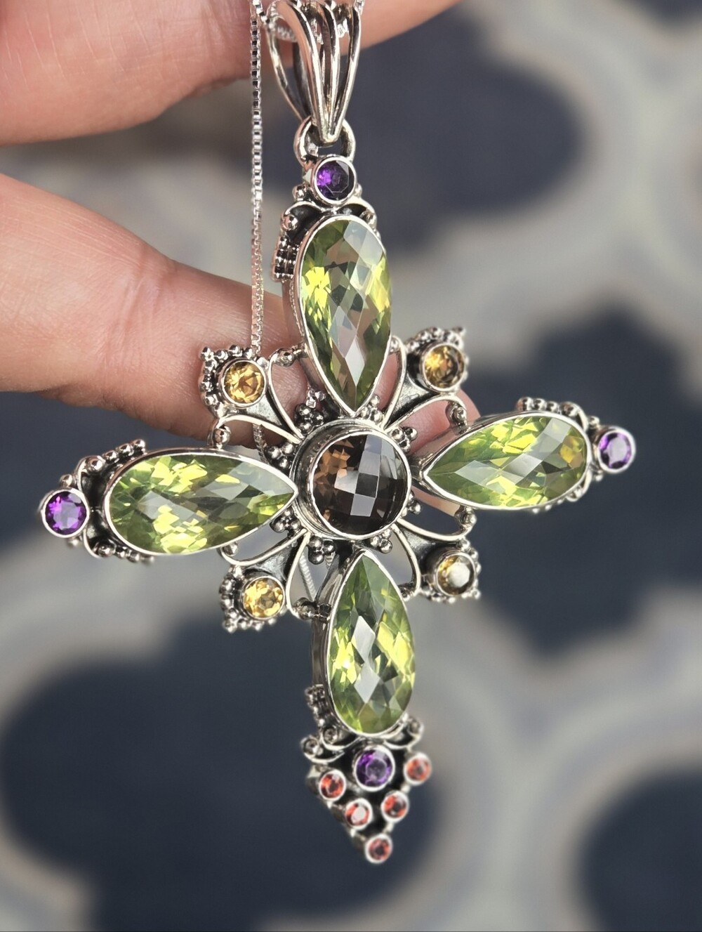 Nicky Butler RAJ LIMITED EDITION 925 Sterling Silver Cross NB Pendant Necklace - Picture 13 of 16